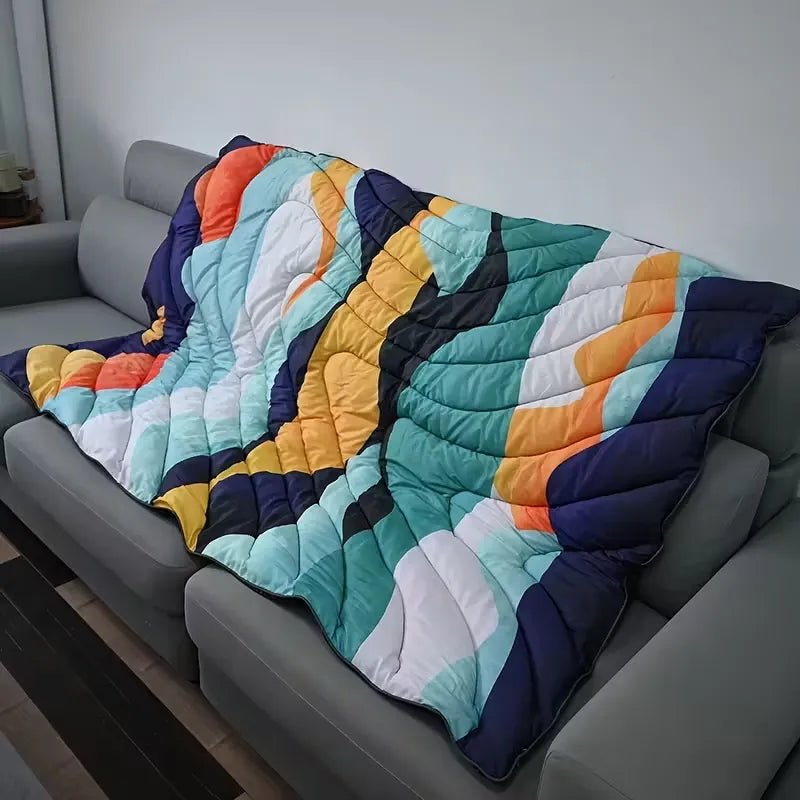 Warm Puffy Camping Blanket – Lightweight Outdoor Travel Quilt for Hiking, Picnic & Car - Echo Leaf