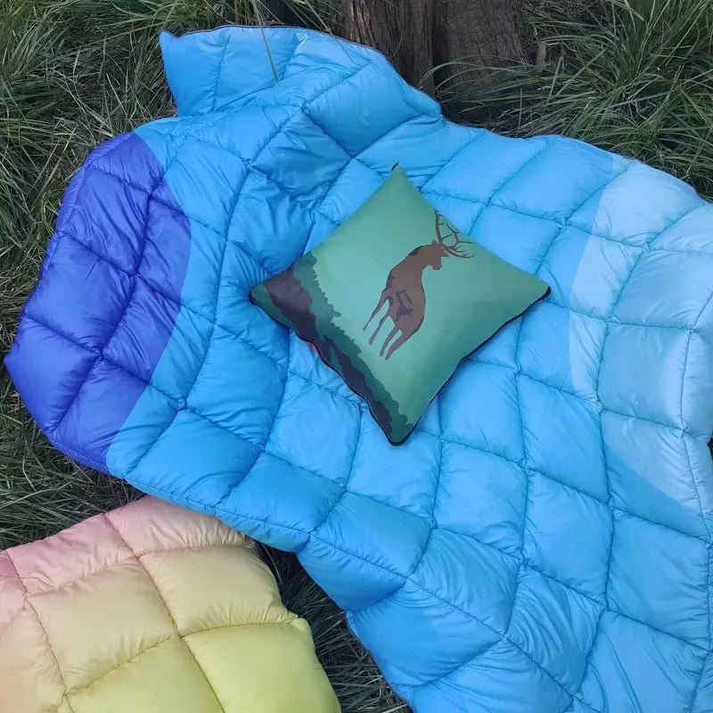 Warm Puffy Camping Blanket – Lightweight Outdoor Travel Quilt for Hiking, Picnic & Car - Echo Leaf