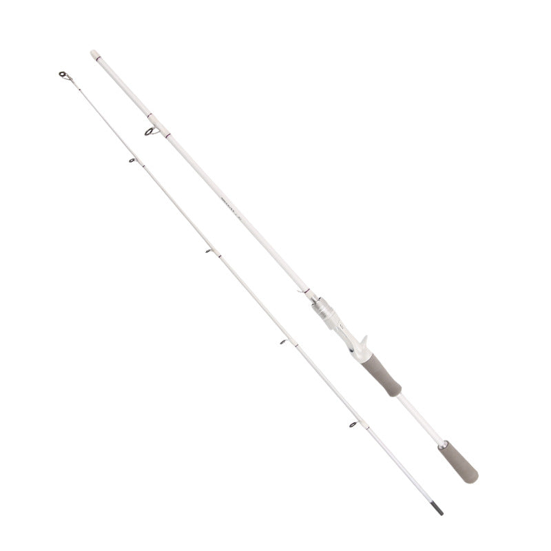 White intermediate-level lure fishing rod set for freshwater and saltwater