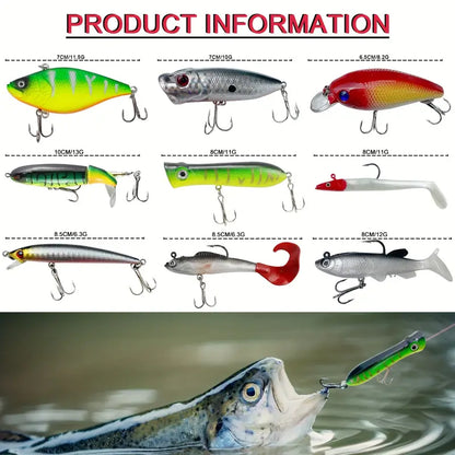 346pcs Fishing Lure Kit – Crankbaits, Spinners, Jigs & Soft Baits