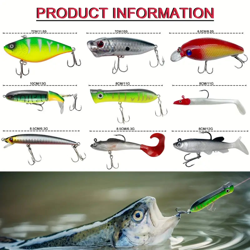 346pcs Fishing Lure Kit – Crankbaits, Spinners, Jigs & Soft Baits