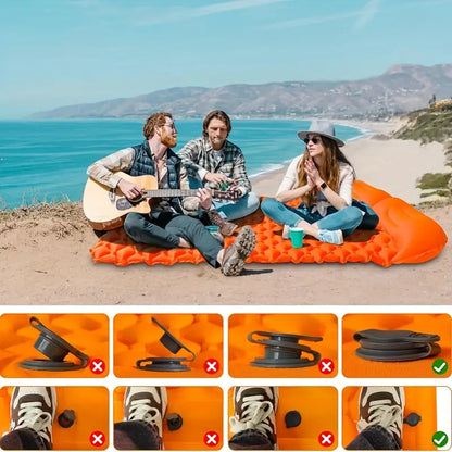 Extra large and ultra-light self-inflating camping mat with built-in pump