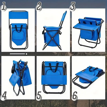 Portable Fishing Chairs with Cooler Bag – 2pcs Folding Set