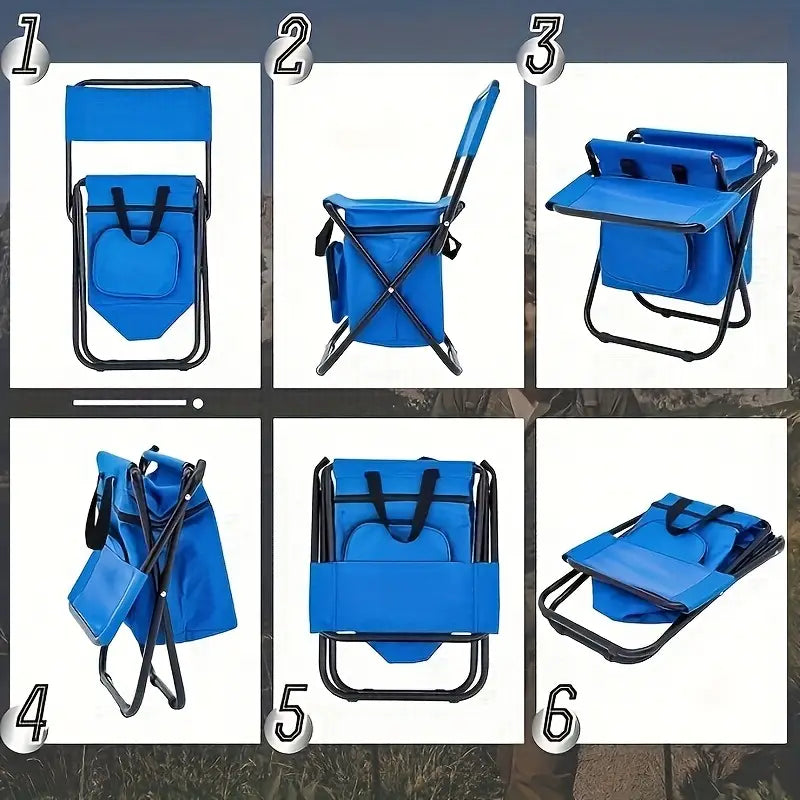 Portable Fishing Chairs with Cooler Bag – 2pcs Folding Set