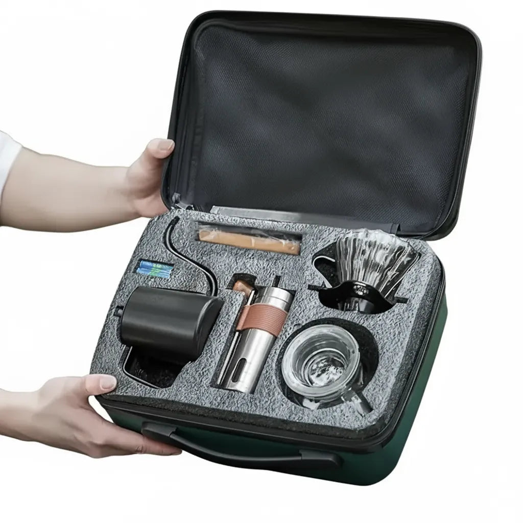 Portable Pour Over Coffee Maker Kit – 5-Piece Manual Grinder & V60 Set