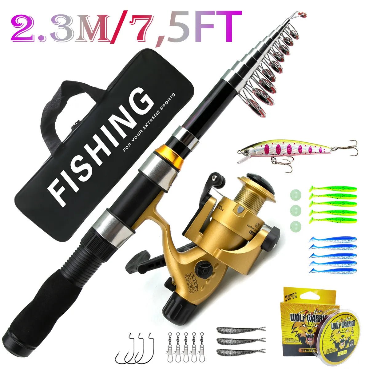 1.8m & 2.1m Long - Distance Casting Rod & Reel Set – High - Performance Fishing Gear for Sea & Freshwater Fishing - Echo Leaf