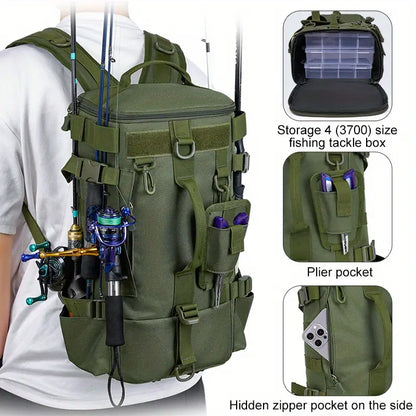 Waterproof Fishing Backpack with Rod Holder & Gear Storage