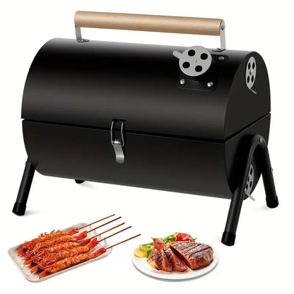 Barrel-Style Charcoal Grill – Portable & Easy to Use