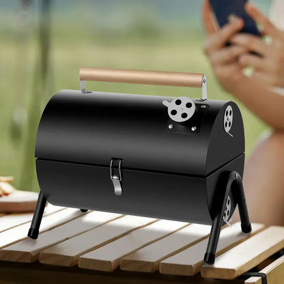 Barrel-Style Charcoal Grill – Portable & Easy to Use
