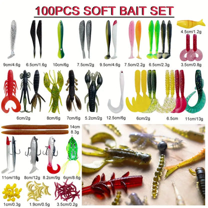 346pcs Fishing Lure Kit – Crankbaits, Spinners, Jigs & Soft Baits