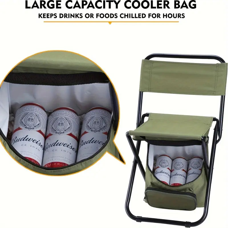 Portable Fishing Chairs with Cooler Bag – 2pcs Folding Set