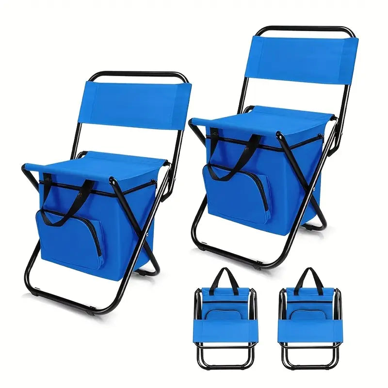 Portable Fishing Chairs with Cooler Bag – 2pcs Folding Set