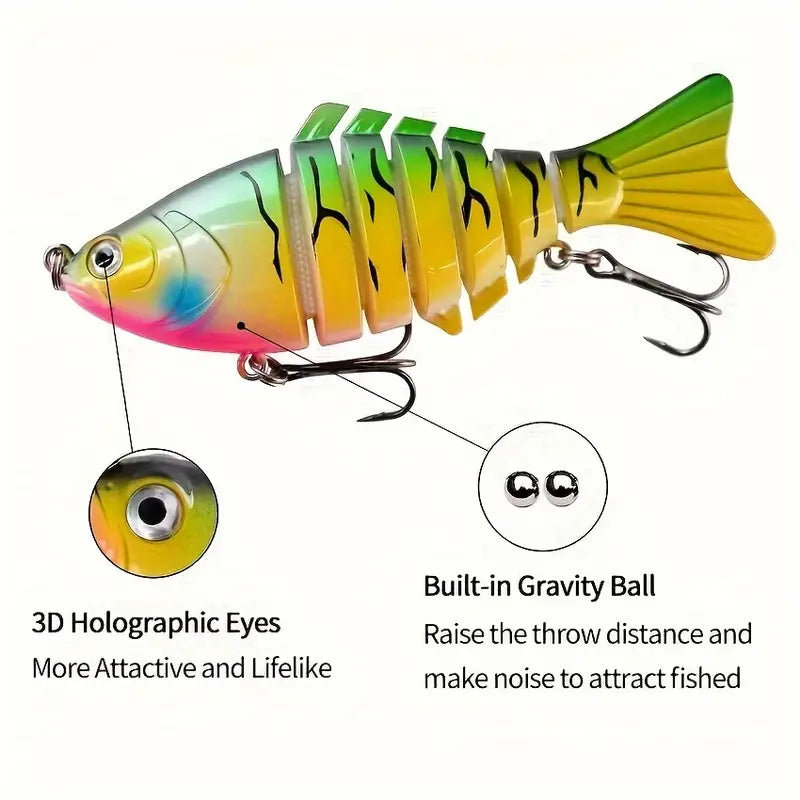 5pcs Swimbait Lures | Realistic Pike Design, Treble Hooks