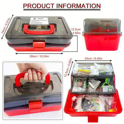 491pcs Fishing Lure Kit with Tackle Box – Soft Baits, Jigs & Hooks