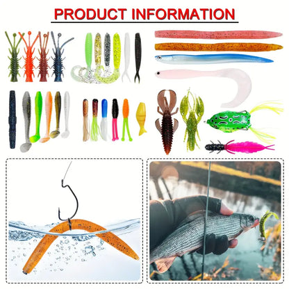 491pcs Fishing Lure Kit with Tackle Box – Soft Baits, Jigs & Hooks