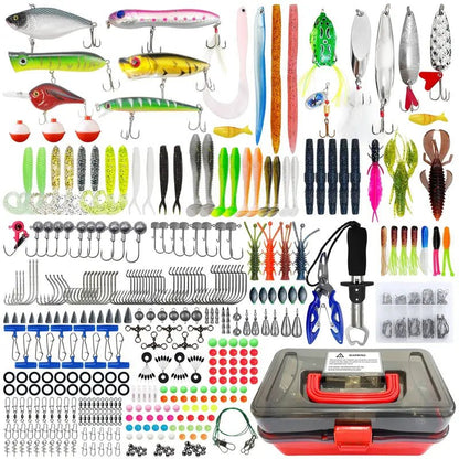 491pcs Fishing Lure Kit with Tackle Box – Soft Baits, Jigs & Hooks – Complete Fishing Gear Set - Echo Leaf