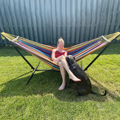 Portable Double Hammock with Stand – Indoor & Outdoor Use