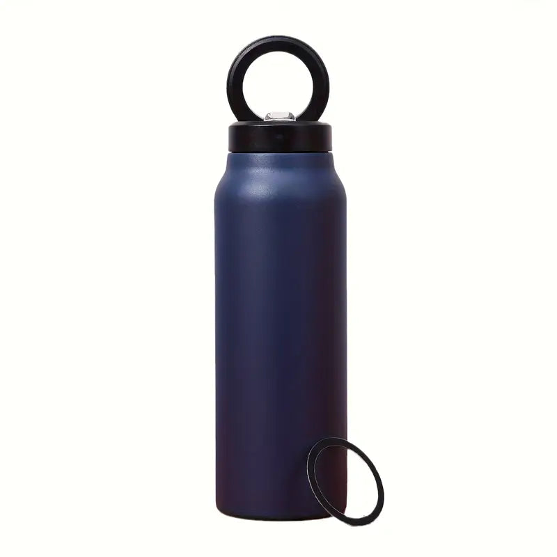 Outdoor and indoor thermos bottle with mobile phone holder