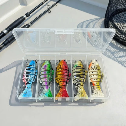 5pcs Swimbait Lures | Realistic Pike Design, Treble Hooks - Echo Leaf