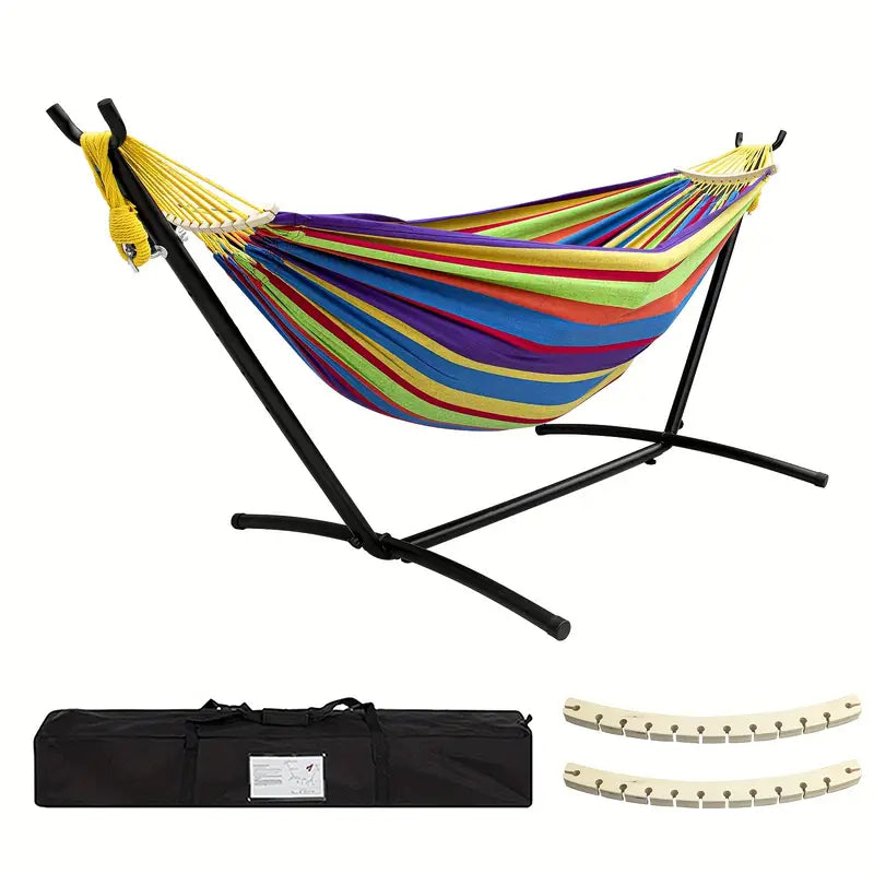 Portable Double Hammock with Stand – Indoor & Outdoor Use