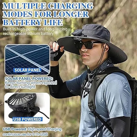 Stay Cool Fishing Hat with Solar Fan – Lightweight & Breezy