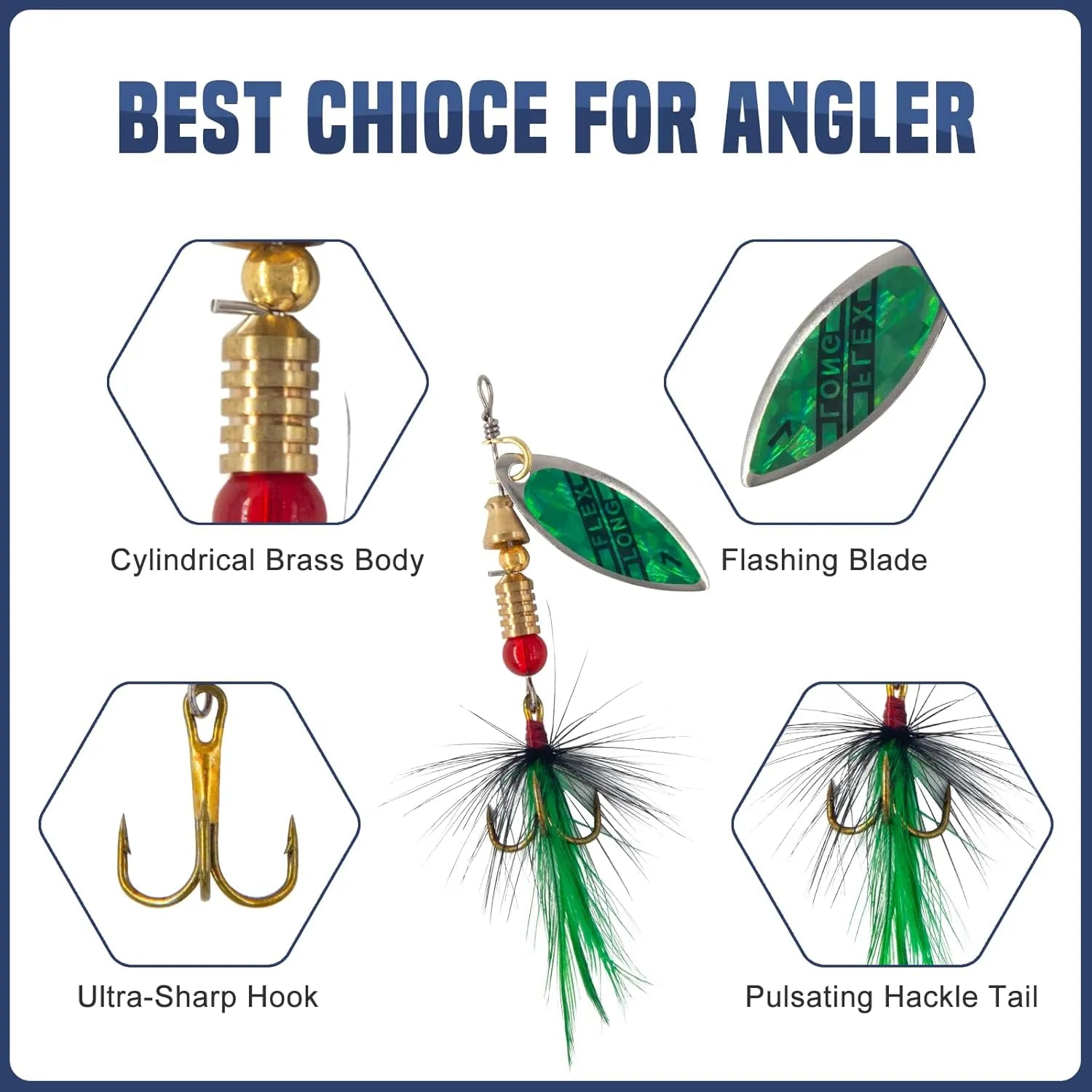 Rooster Tail Fishing Lures Kit – Spinner Baits for Trout, Bass & Salmon