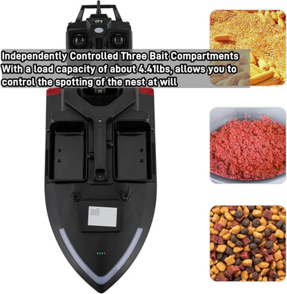 RC Bait Boat for Fishing – 500M Cruise, Auto Return & 4.4lbs Load Capacity