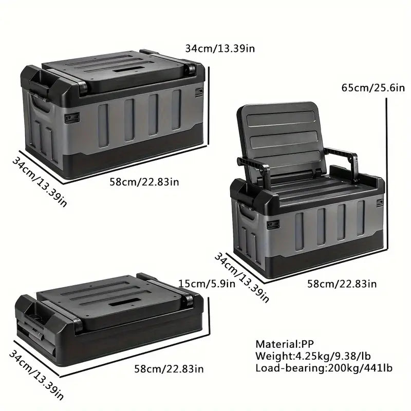 Outdoor Storage Box with Folding Seat – For Camping & Fishing
