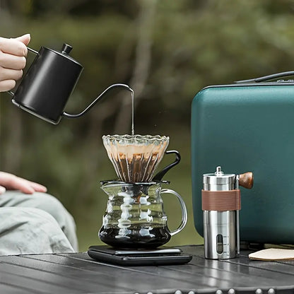 Portable Pour Over Coffee Maker Kit – 5-Piece Manual Grinder & V60 Set
