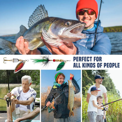 Rooster Tail Fishing Lures Kit – Spinner Baits for Trout, Bass & Salmon