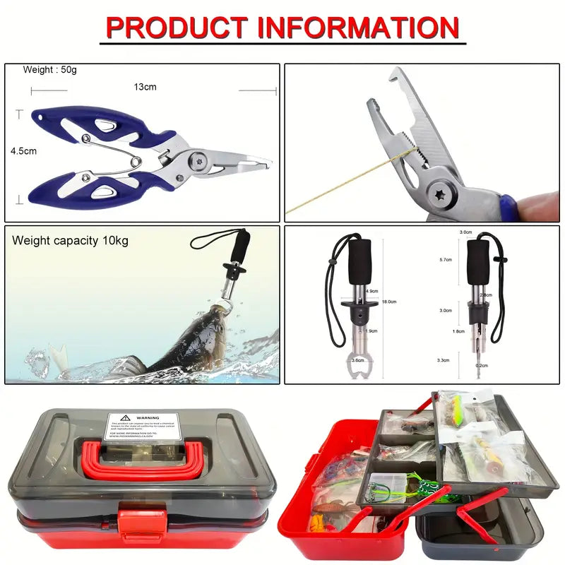 491pcs Fishing Lure Kit with Tackle Box – Soft Baits, Jigs & Hooks