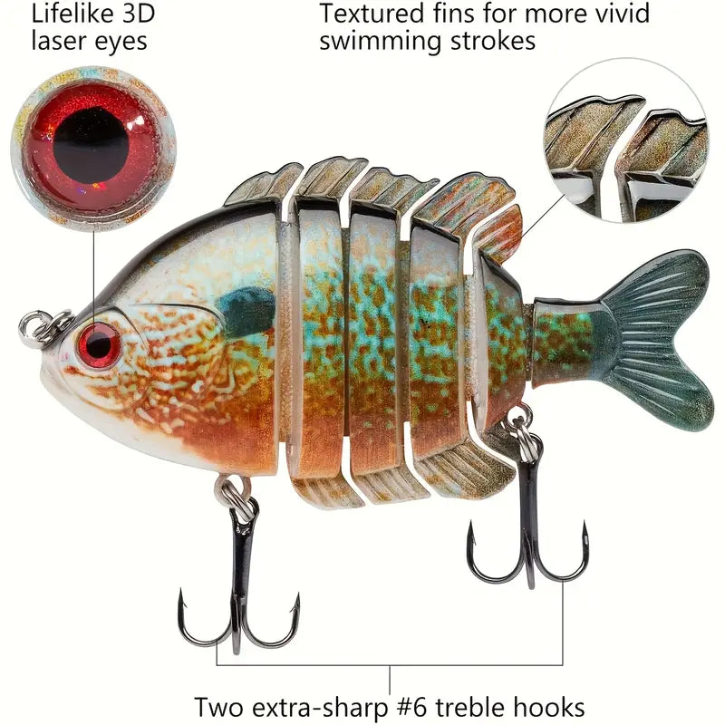 Multi-jointed panfish bluegill swimbait bass bait