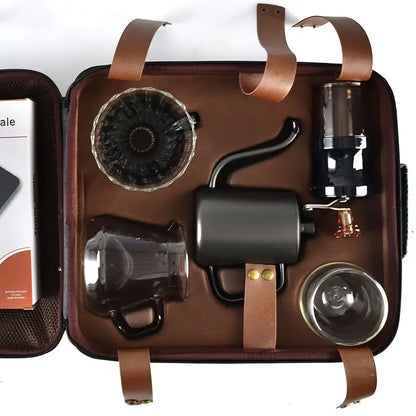Outdoor Travel Coffee Set – Portable Stainless Steel Grinder & Glassware