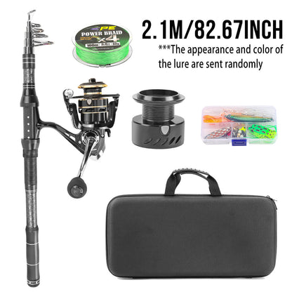 Long Distance Carbon Lure Rod – Black Fishing Rod Set