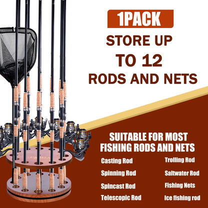 2025 New Wooden Fishing Rod Rack for Home Organization