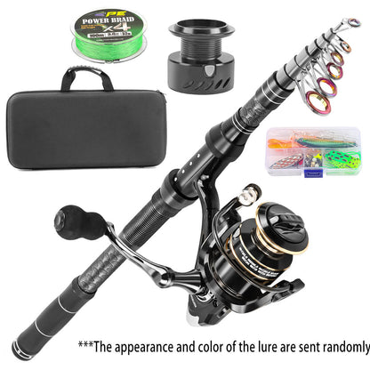 Long Distance Carbon Lure Rod – Black Fishing Rod Set