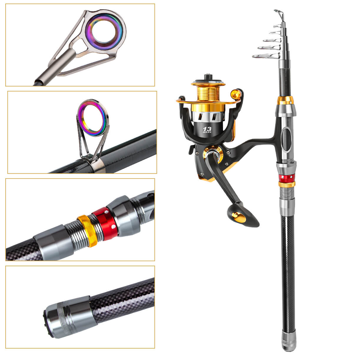 Travel Fishing Gear – Carbon Telescopic Lure Rod Combo