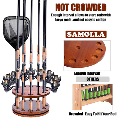 2025 New Wooden Fishing Rod Rack for Home Organization