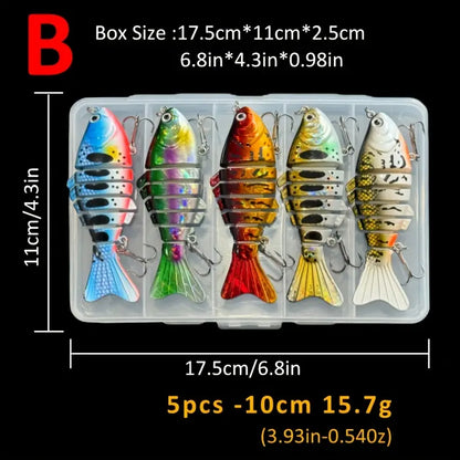 5pcs Swimbait Lures | Realistic Pike Design, Treble Hooks