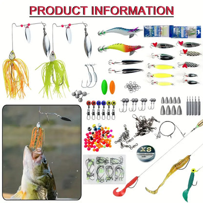346pcs Fishing Lure Kit – Crankbaits, Spinners, Jigs & Soft Baits