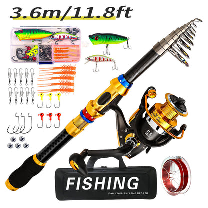 Carbon Fiber Telescopic Rod & Reel Combo – Full Fishing Kit – Portable, Lightweight, High-Performance Gear - Echo Leaf