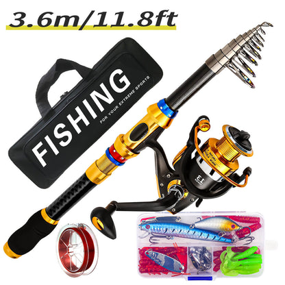 Carbon Fiber Telescopic Rod & Reel Combo – Full Fishing Kit – Portable, Lightweight, High-Performance Gear - Echo Leaf
