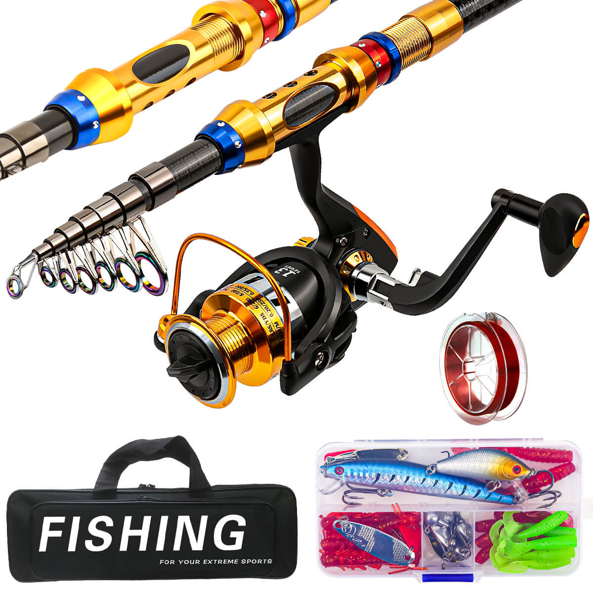 Carbon Fiber Telescopic Rod & Reel Combo – Full Fishing Kit – Portable, Lightweight, High-Performance Gear - Echo Leaf