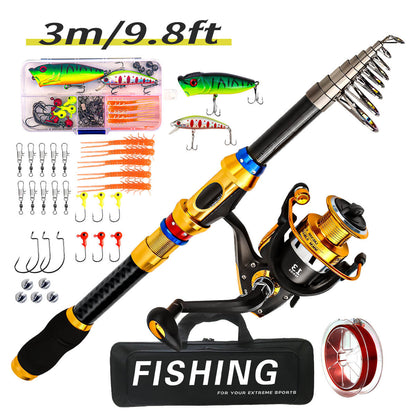 Carbon Fiber Telescopic Rod & Reel Combo – Full Fishing Kit – Portable, Lightweight, High-Performance Gear - Echo Leaf