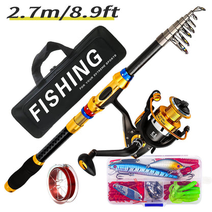 Carbon Fiber Telescopic Rod & Reel Combo – Full Fishing Kit – Portable, Lightweight, High-Performance Gear - Echo Leaf