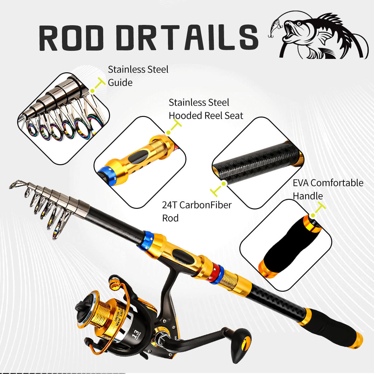 Carbon Fiber Telescopic Rod & Reel Combo – Full Fishing Kit – Portable, Lightweight, High-Performance Gear - Echo Leaf