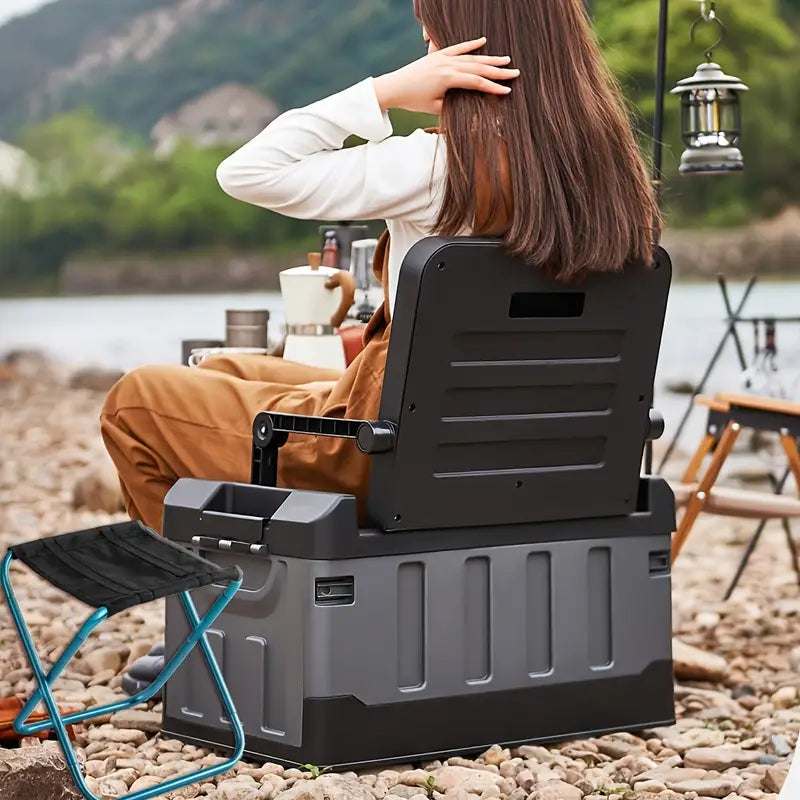 Outdoor Storage Box with Folding Seat – For Camping & Fishing