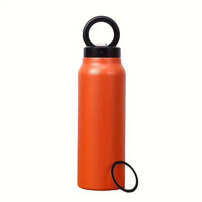 Outdoor and indoor thermos bottle with mobile phone holder