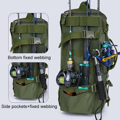 Waterproof Fishing Backpack with Rod Holder & Gear Storage