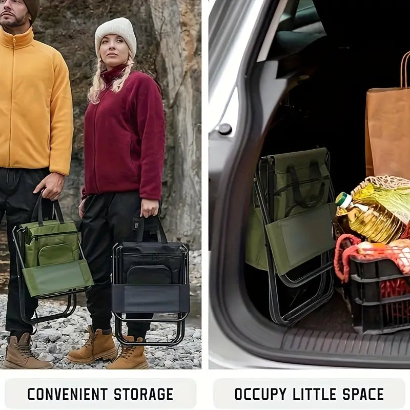 Portable Fishing Chairs with Cooler Bag – 2pcs Folding Set
